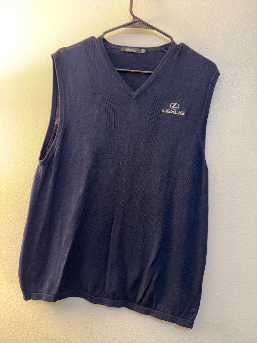 Ashworth Navy V-Neck Sleeveless Golf Vest with Lexus Emblem